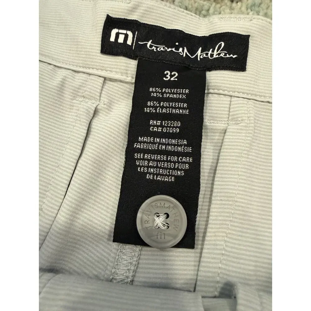 Travis Mathew Lifestyle Performance Carlsbad Shorts Light Grey Sz 32 NWT $98